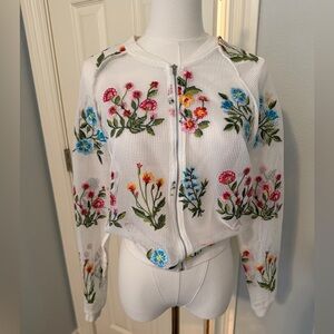 NWOT Chelsea & Violet Floral Embroidered Mesh Jacket